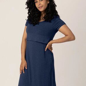 Kindred Bravely Eleanora Navy Blue Nursing Lounge Dress - Size Medium